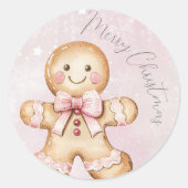 waterverf Kerst Gingerbread Verjaardag Ronde Sticker (Voorkant)