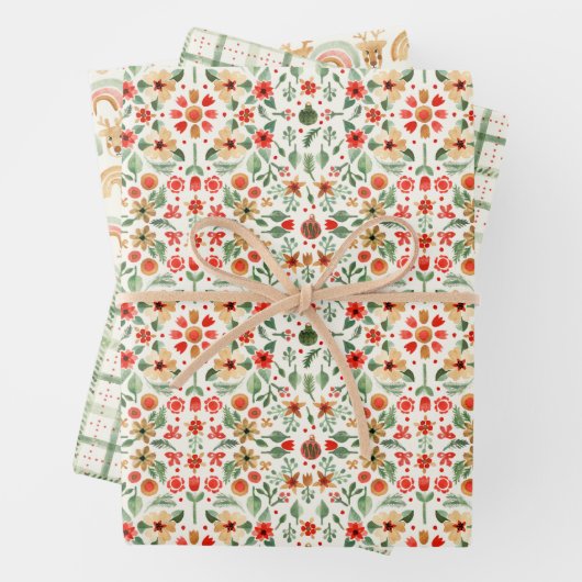 Waterverf kerst gingerbreads set inpakpapier vel (In situ)