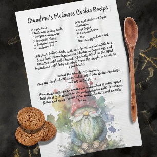 Waterverf Kerst Gnome Familie Recept aandenken Theedoek