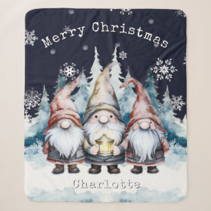 Waterverf Kerst Gnome Personalisatie Sherpa Deken
