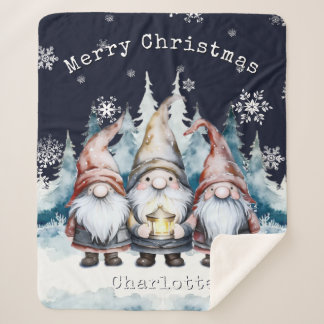Waterverf Kerst Gnome Personalisatie Sherpa Deken