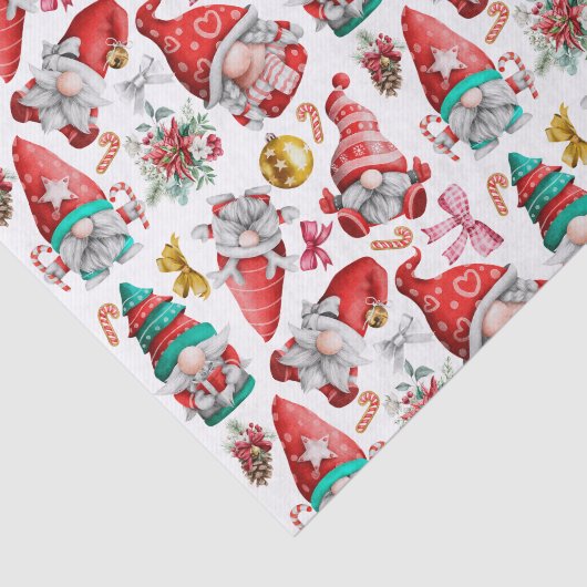 Waterverf Kerst Gnomen, Ornamenten Tissuepapier (Detail)