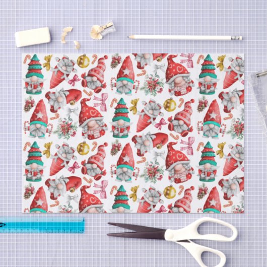 Waterverf Kerst Gnomen, Ornamenten Tissuepapier (Craft)