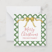 Waterverf Kerst Golden Bow Gift Enclosure Notitiekaartje (Voorkant)