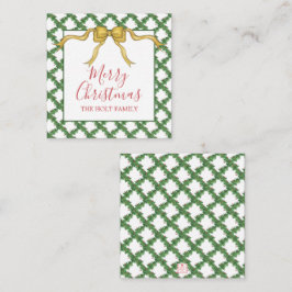 Waterverf Kerst Golden Bow Gift Enclosure Notitiekaartje