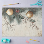 Waterverf Kerst gouden kerstballen Holly Berry Tissuepapier (Craft)