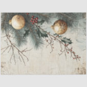 Waterverf Kerst gouden kerstballen Holly Berry Tissuepapier (Voorkant)