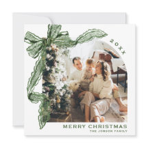 Waterverf Kerst Groen Kant Lint Boog 2 Foto