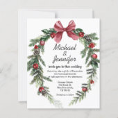 waterverf kerst groen wedding uitnodiging (Voorkant)