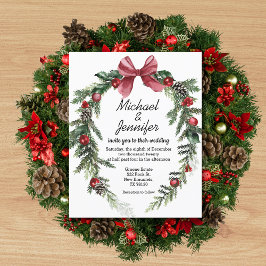 waterverf kerst groen wedding uitnodiging