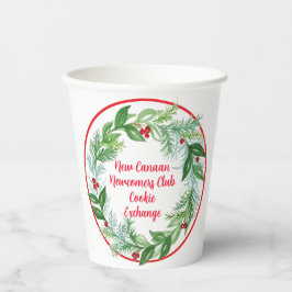 Waterverf Kerst Holiday Krans Aangepast Papieren Bekers