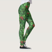 Waterverf Kerst Holly Bessen Leggings (Rechts)