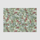 Waterverf Kerst Holly en Mistletoe Print Tissuepapier (Voorkant)