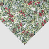 Waterverf Kerst Holly en Mistletoe Print Tissuepapier (Detail)
