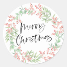 Waterverf kerst holly stickers