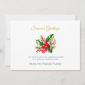 Waterverf Kerst Holly Vakantie Kaart (Voorkant)