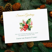 Waterverf Kerst Holly Vakantie Kaart