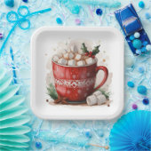 Waterverf Kerst Hot Chocolate Papieren Bordje (Feest)