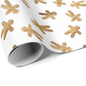 Waterverf kerst in Gingerbrood Cadeaupapier (Rol Hoek)