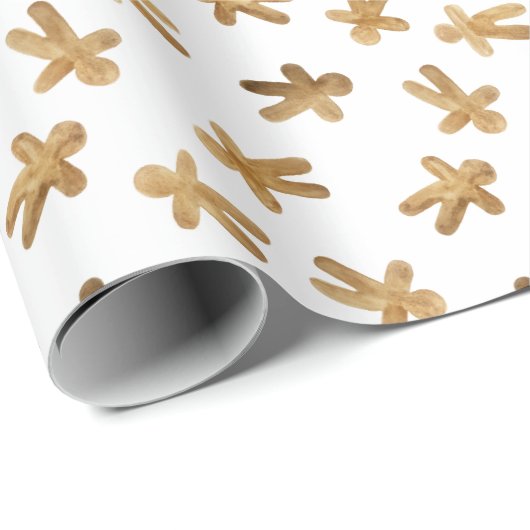 Waterverf kerst in Gingerbrood Cadeaupapier (Rol Hoek)
