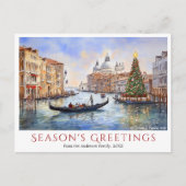 Waterverf Kerst in Venetië Italië Reizen Feestdagenkaart (Voorkant)