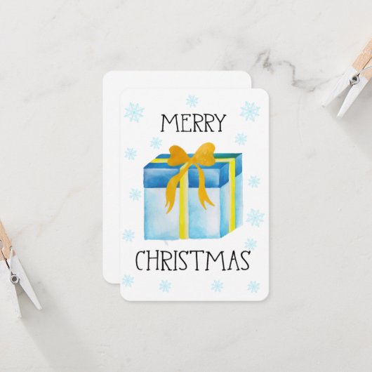 Waterverf kerst kaart (Voorkant / Achterkant in situ)