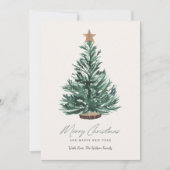 Waterverf Kerst Kaart Groene Boom met Star (Voorkant)