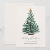 Waterverf Kerst Kaart Groene Boom met Star (Voorkant / Achterkant)