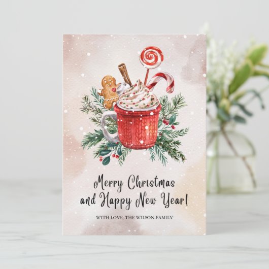 Waterverf Kerst Kaart Kleurrijke Classic Cookie (Staand voorkant)