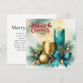 Waterverf Kerst Kaart met Kaars en Tiffany (Voorkant / Achterkant)