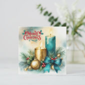 Waterverf Kerst Kaart met Kaars en Tiffany (Staand voorkant)