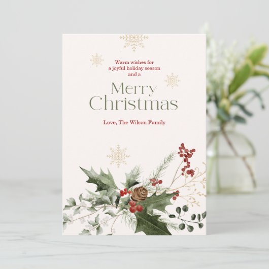 Waterverf Kerst Kaart Minimalistische familie (Staand voorkant)