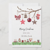 Waterverf Kerst Kaart Wit (Voorkant)