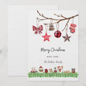 Waterverf Kerst Kaart Wit (Voorkant / Achterkant)