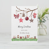 Waterverf Kerst Kaart Wit (Staand voorkant)