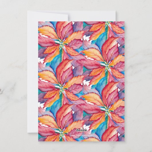 Waterverf Kerst Kaarten Kleurrijke Poinsettia (Achterkant)