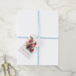 Waterverf kerst kardinaal cadeaulabel