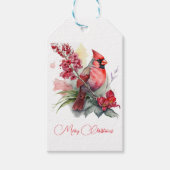 Waterverf kerst kardinaal cadeaulabel (Voorkant)