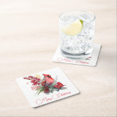 Waterverf kerst kardinaal kartonnen onderzetters (Insitu)