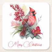 Waterverf kerst kardinaal kartonnen onderzetters (Voorkant)