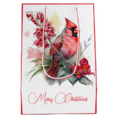 Waterverf kerst kardinaal medium cadeauzakje (Achterkant)