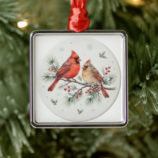 Waterverf Kerst Kardinaal Ornament (Boom)