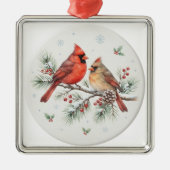 Waterverf Kerst Kardinaal Ornament (Voorkant)