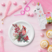 Waterverf kerst kardinaal papieren bordje (Feest)