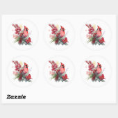 Waterverf kerst kardinaal ronde sticker (Vel)