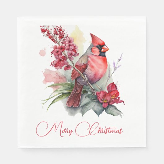 Waterverf kerst kardinaal servet (Voorkant)