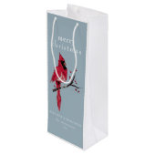 Waterverf kerst kardinaal wijn cadeautas (Achterkant Gekanteld)