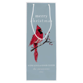 Waterverf kerst kardinaal wijn cadeautas