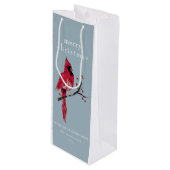 Waterverf kerst kardinaal wijn cadeautas (Voorkant Gekanteld)