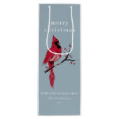 Waterverf kerst kardinaal wijn cadeautas (Voorkant)